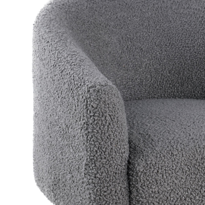 Sherpa Accent Chair Grey Lamb Fleece Armchair  with Barrel Backrest