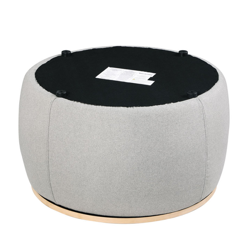 Round Storage Ottoman Coffee Table Footstool with Wood Cover for Living Room