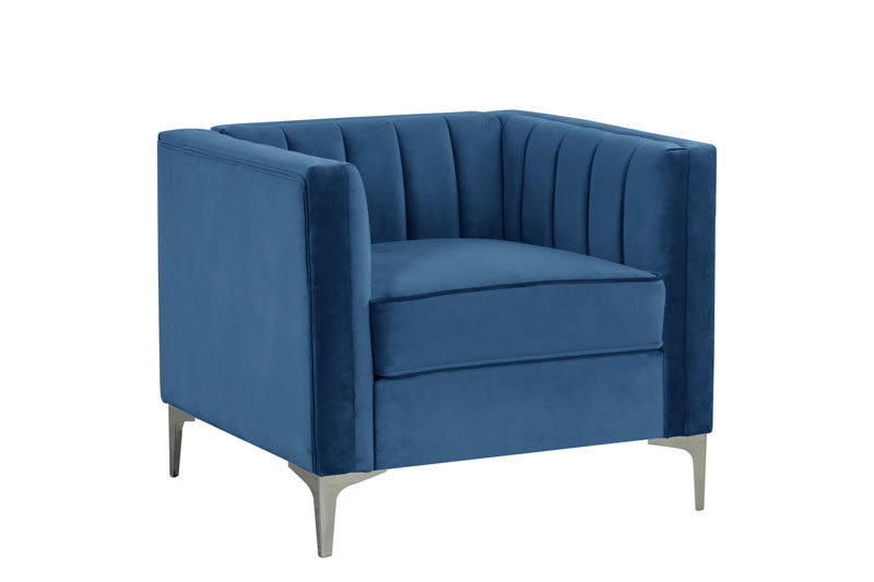 Modern Channel Tufted Velvet  Chair and Loveseat
