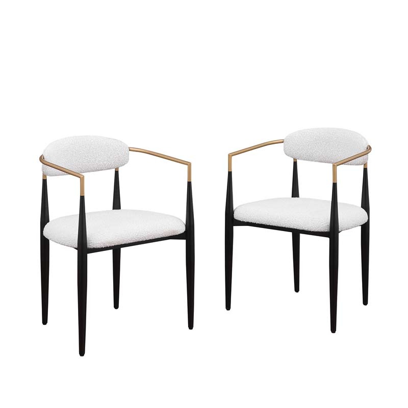 47in.W Round Dining Table Set with Cross Legs, Walnut Wood Top Modern Chair Minimalist Style Hollow Design with Metal Frame