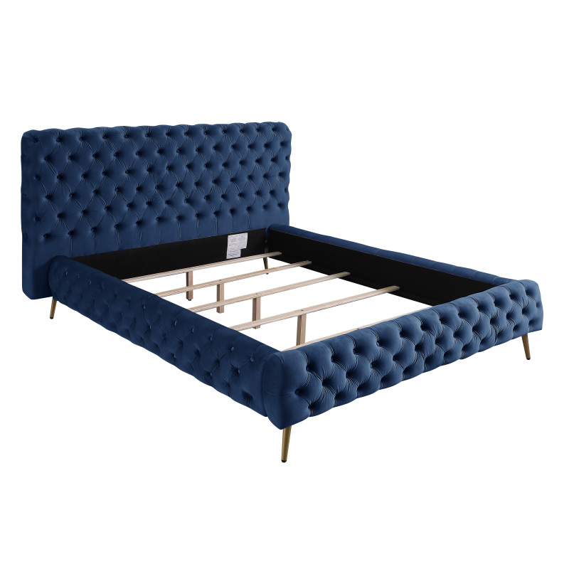 Queen Contemporary Tufted Bed Frame - Blue