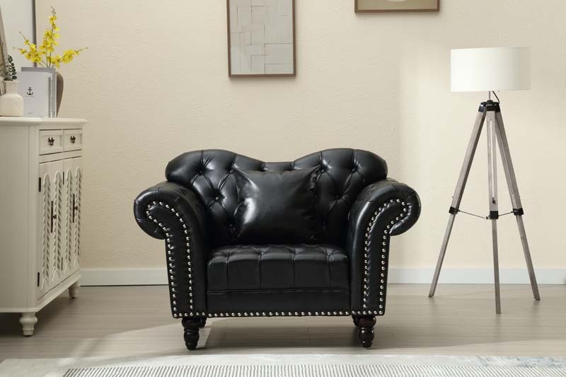 Chesterfield Leather Sofa Set Tufing Button Design