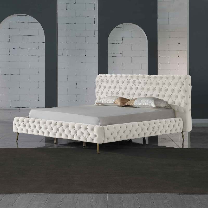 King Contemporary Tufted Bed Frame - Grey