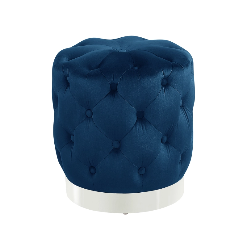 Round Tufted Velvet Ottoman Footrest