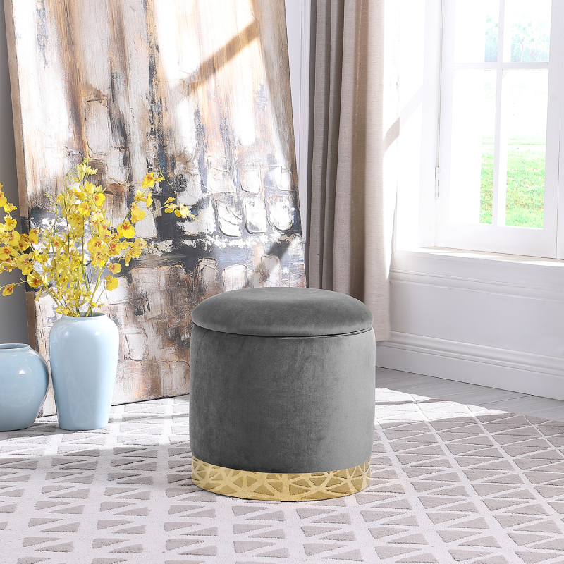 Velvet Ottoman with Storage Footrest for Entryway, Bedroom