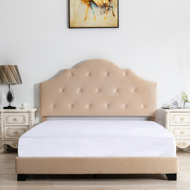 Velvet Bed Frame Box Spring Needed -Queen