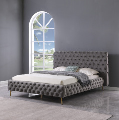 Queen Contemporary Tufted Bed Frame - Grey