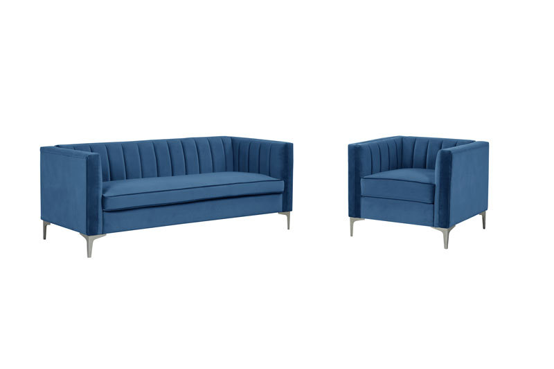 3 Pieces Modern Channel Tufted Velvet Living Room Sets