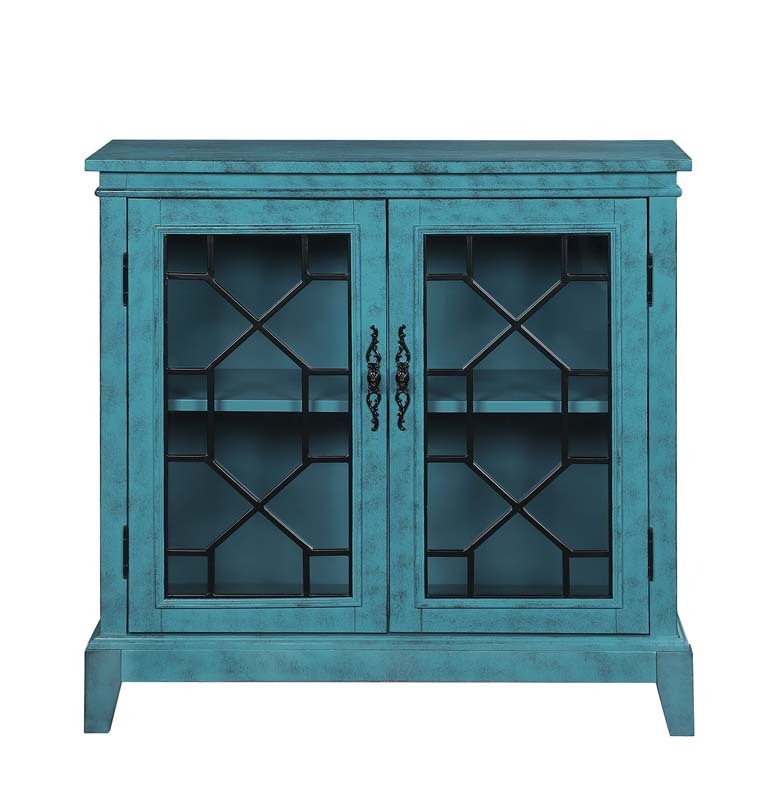 Sideboard & Buffets Cabinet with Iron Framed Glass Doors, Adjustable Shelves Accent Display Storage Distressed Console Cabinet for Entryway Living Room Bedroom Kitchen(Brown)