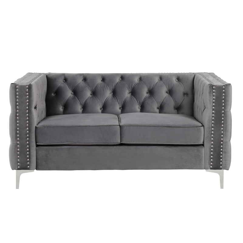 Couches for Living Room 3 Pieces Velvet  - Grey