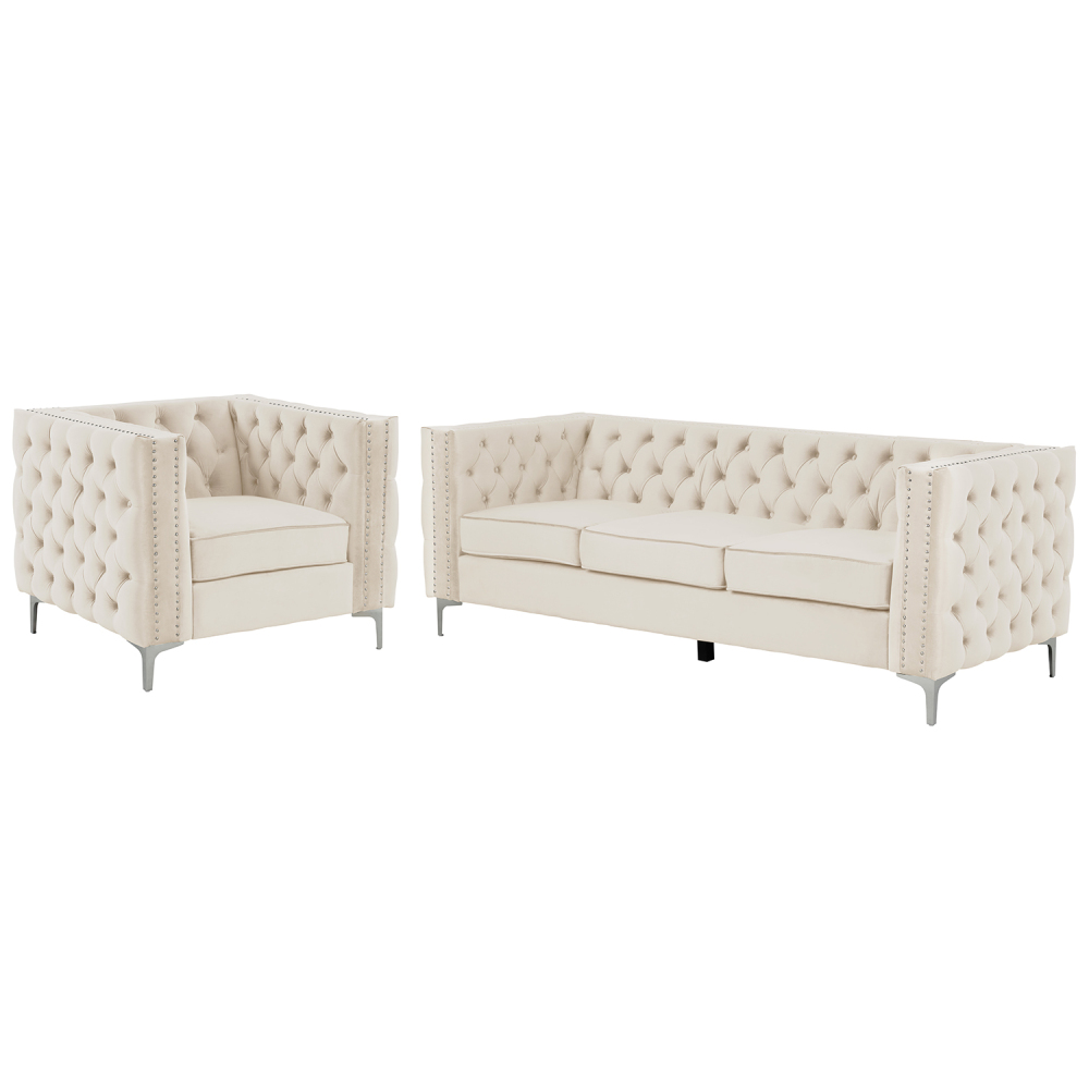 Living Room Furniture Sets Couches Velvet - Beige
