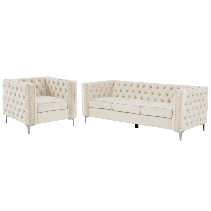 Living Room Furniture Sets Couches Velvet - Beige