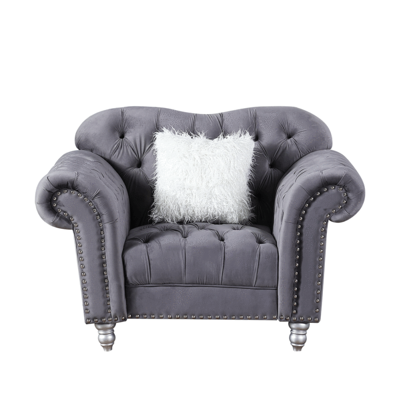 3 Pieces Luxury Classic America Chesterfield Tufted Camel Back - Grey