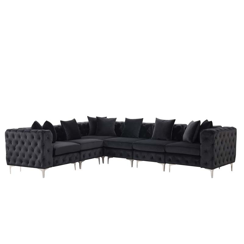 Modular Sectional Sofa L Shape Sofa with Reversible Chaise-Black