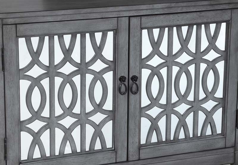 Accent Chest and Cabinet Sideboard with Framed Mirror Door and  Adjustable Shelves  Entryway Serving Wine Storage，34 Inch