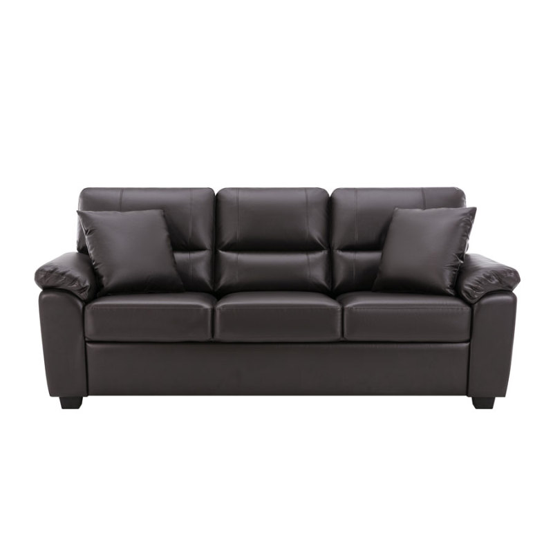 Sofa Collection 3 Pieces  Flared Arm PU Leather Mid-Century Modern Upholstered Sofa