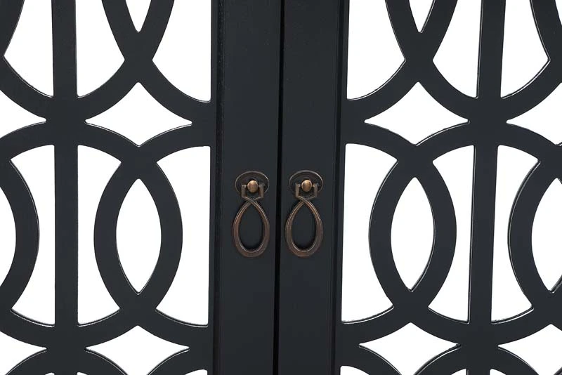 Accent Chest and Cabinet Sideboard with Framed Mirror Doors, Adjustable Shelves  Entryway Serving Wine Storage，34 Inch