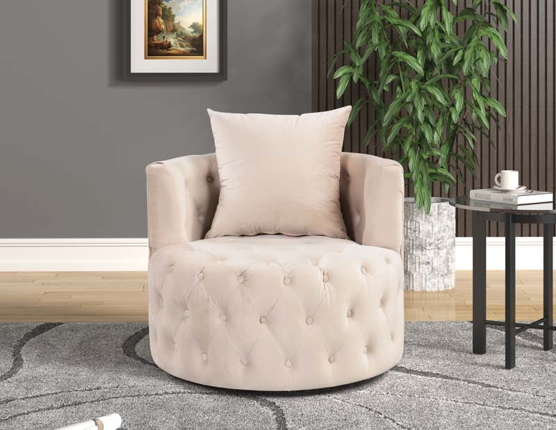 Luxurious and Unique Velvet Chair with Tufted Cushion