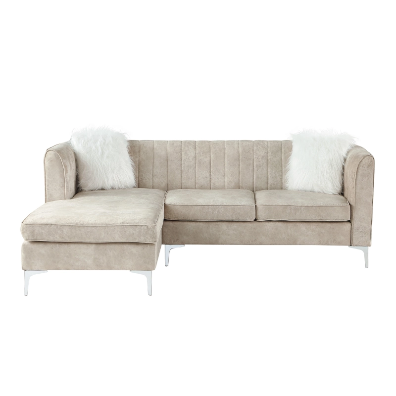 Morden Fort Velvet Sectional Sofa with Right Chaise, Pillow Included