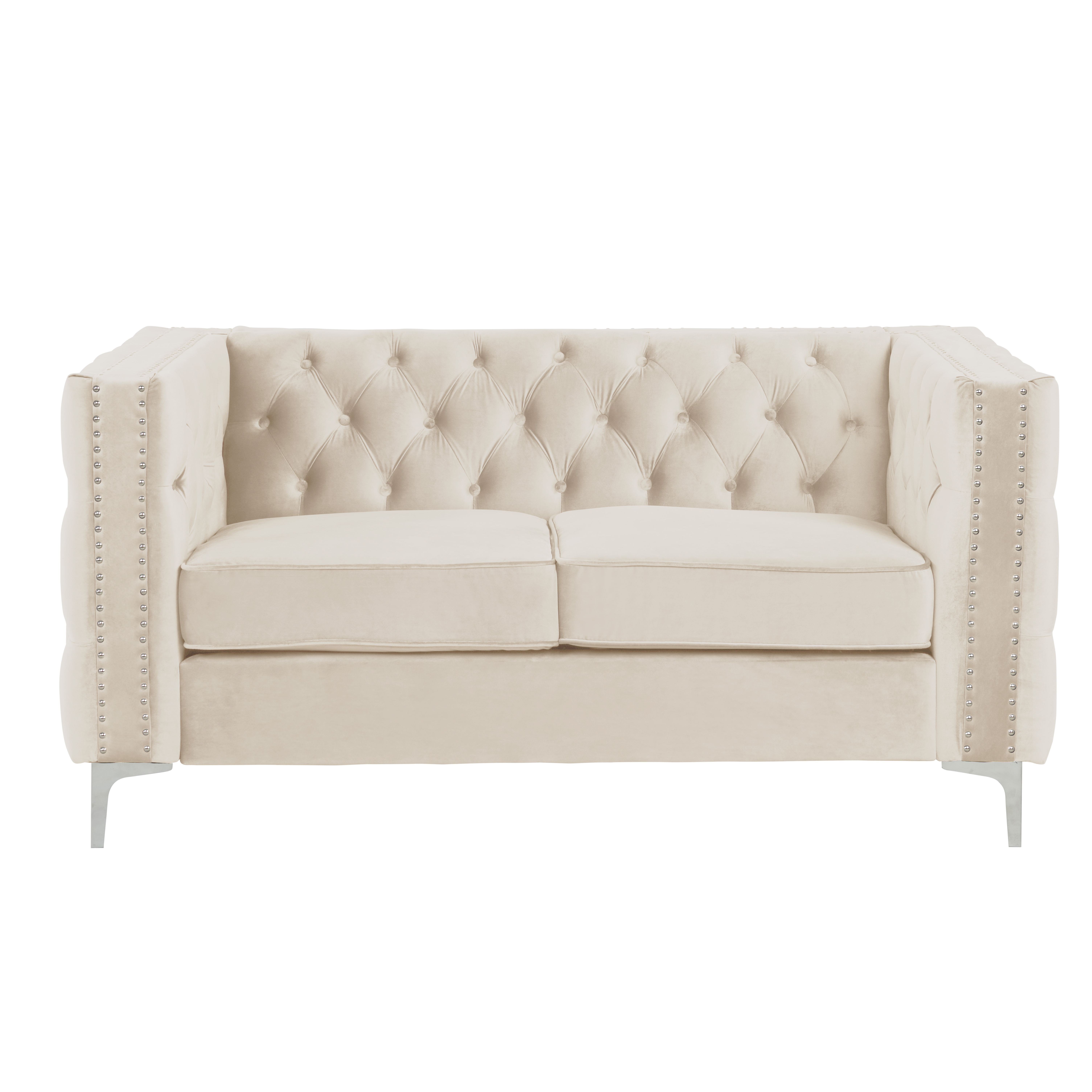 3 Pieces Living Room Furniture Sets Couches Velvet - Beige