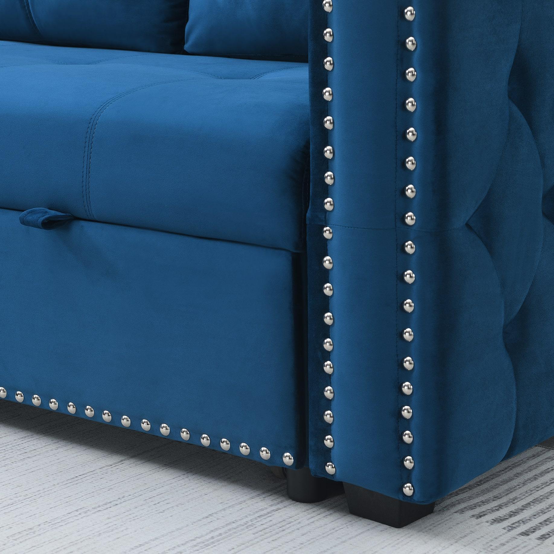 Velvet Sleeper Sofa Sectional Sofa Bed with Storage