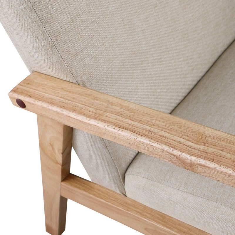 Mid Century Armchair with Wood Frames Linen Upholstered Accent Chair for Living Room