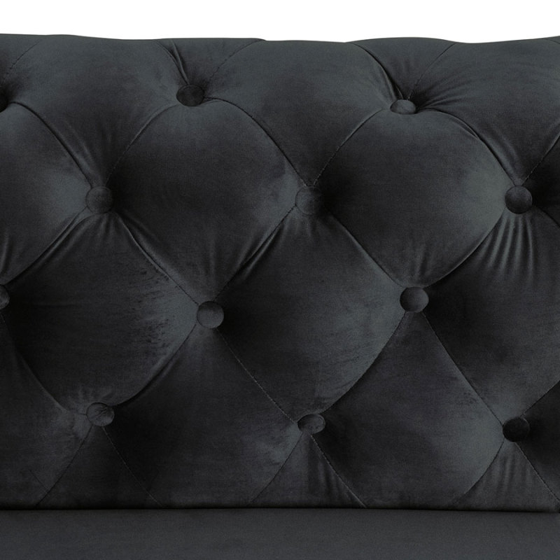 Contemporary Sofa sets with Deep Button Tufting Dutch Velvet Black