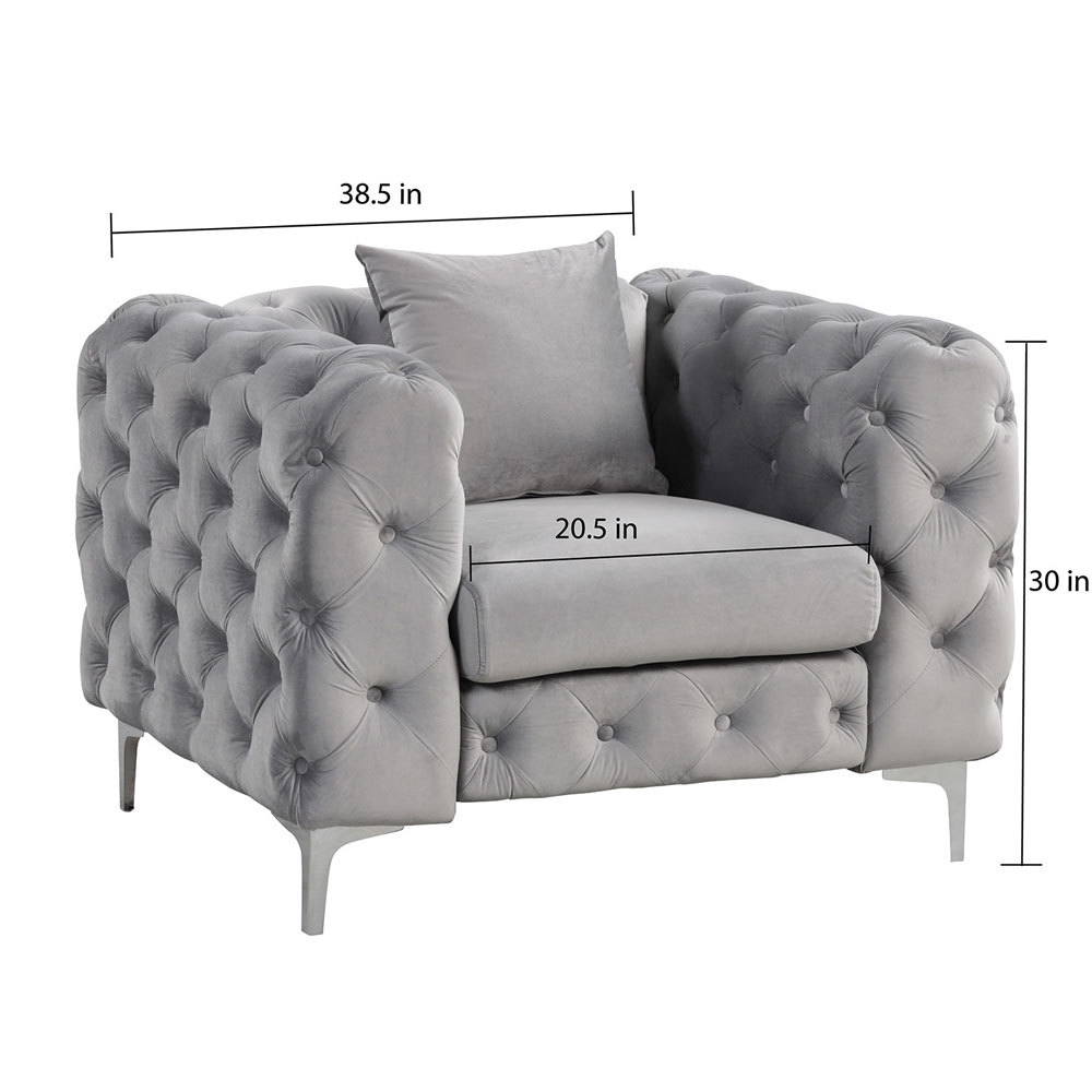 Contemporary Sofa  with Deep Button Tufting Dutch Velvet Black