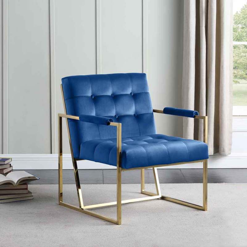 Luxury Chair for Living Room Accent Chair with Golden Metal Frame