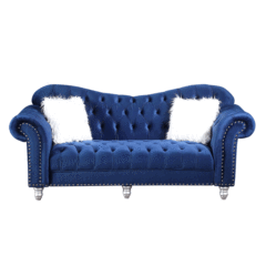 Luxury Classic America Chesterfield Sofa Seat Tufted Camel Back - Blue