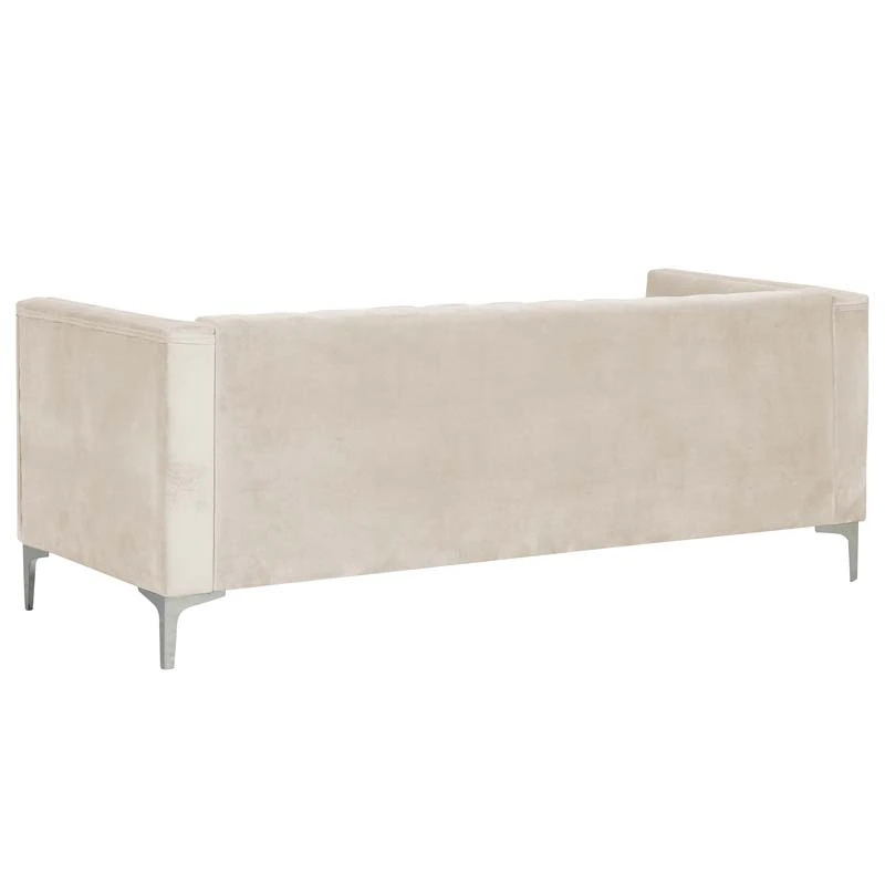 Modern Channel Tufted Velvet  Sofa 3 Seater