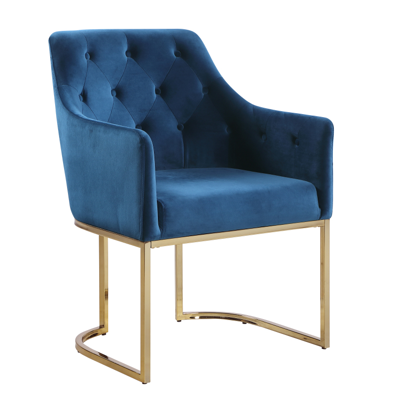 Glam Tufted Accent Chair with Openwork U-Shaped Base