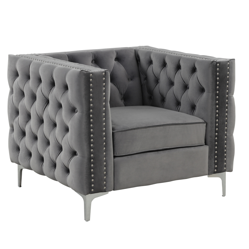 Couches for Living Room 2 Pieces Velvet  - Grey