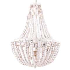 White Beaded Chandelier 5 Light for Living Bed Dining Room - 18.52 in9.75 in 18.81 in