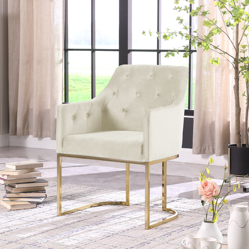 Glam Tufted Accent Chair with Openwork U-Shaped Base