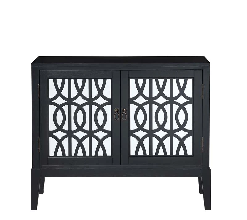 Accent Chest and Cabinet Sideboard with Framed Mirror Doors, Adjustable Shelves  Entryway Serving Wine Storage，34 Inch