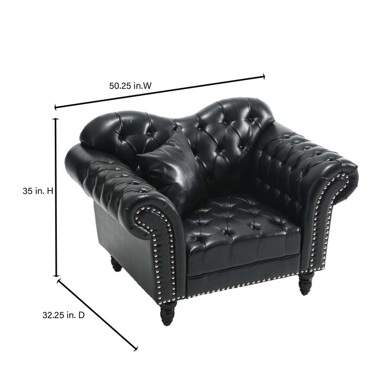 Chesterfield Leather Sofa Set Tufing Button Design