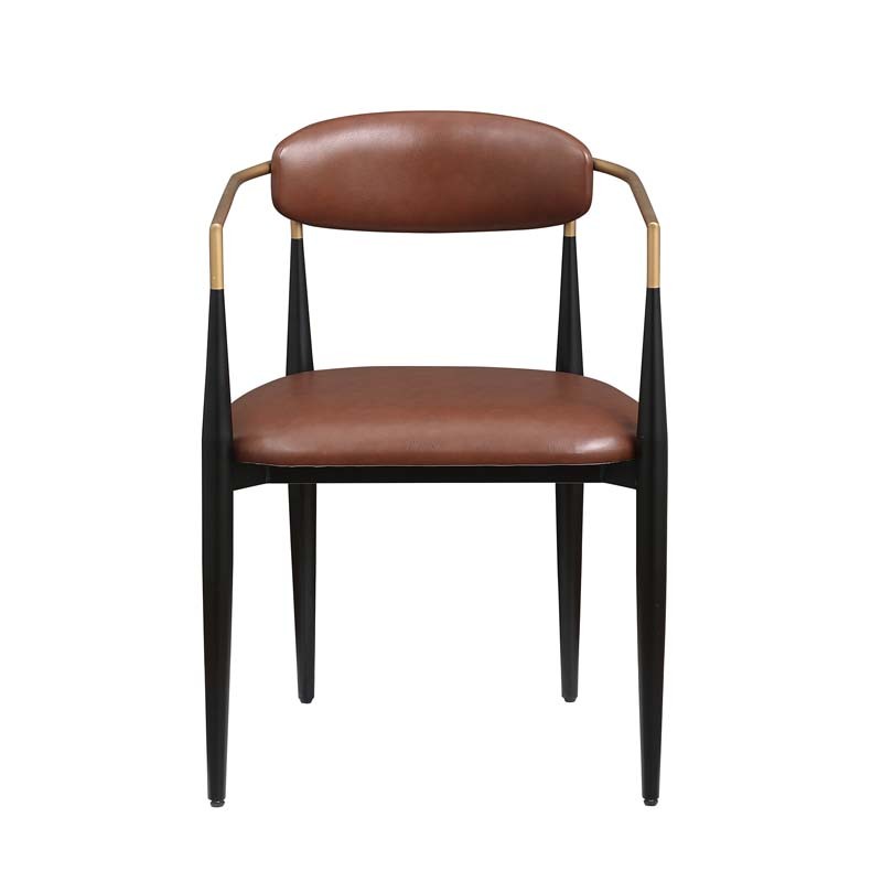 47in.W Round Dining Table Set with Cross Legs, Walnut Wood Top Modern Chair Minimalist Style Hollow Design with Metal Frame