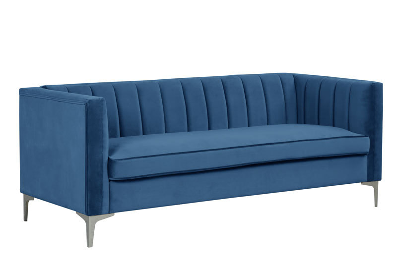 2 Pieces Modern Channel Tufted Velvet Loveseat and Sofa Set