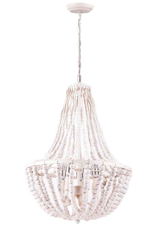 White Beaded Chandelier 5 Light for Living Bed Dining Room - 18.52 in9.75 in 18.81 in