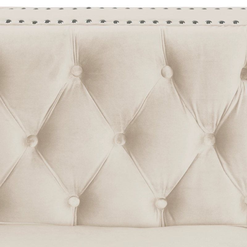 Modern Loveseat with Deep Dutch Velvet - Beige