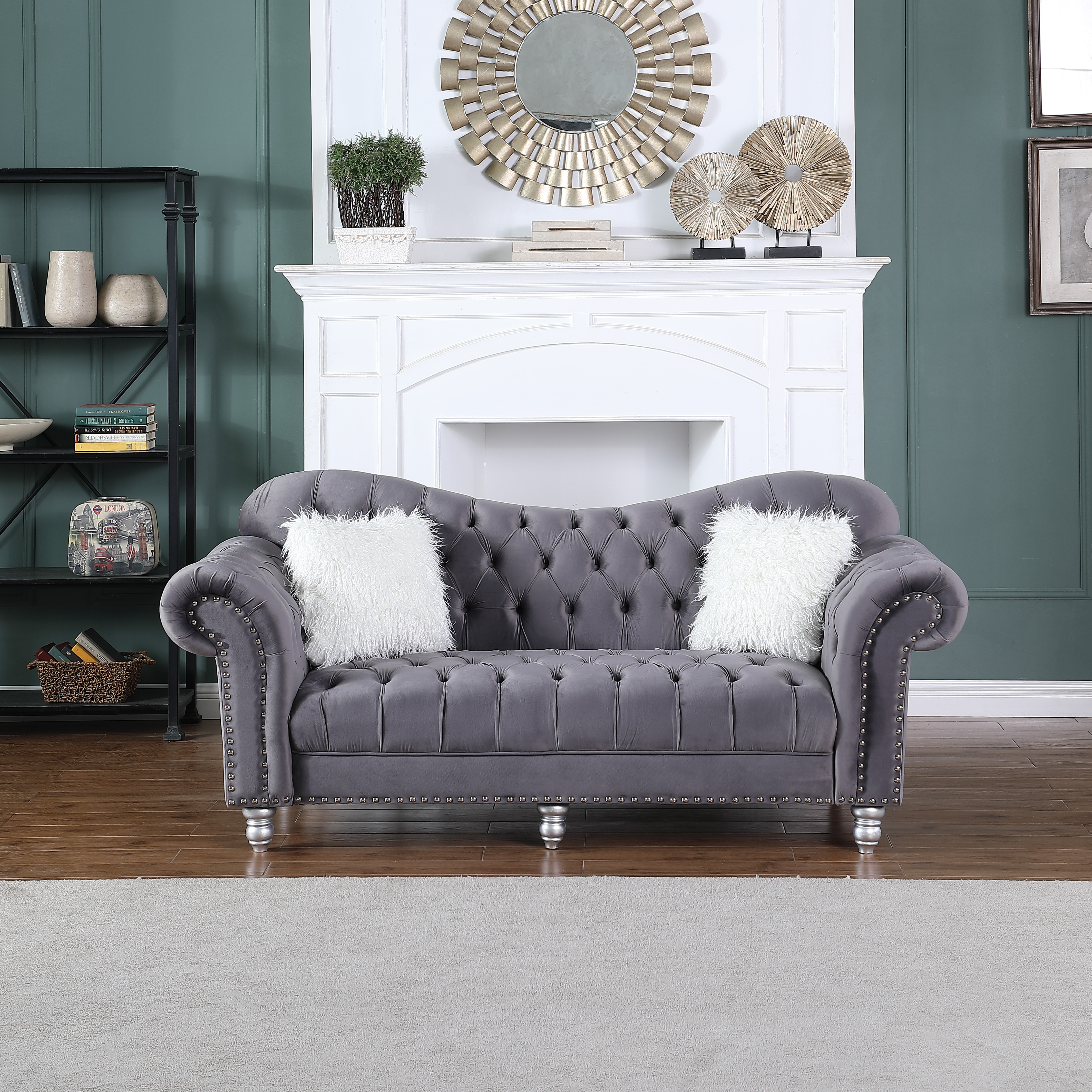 Luxury Classic America Chesterfield Tufted Camel Back - Grey