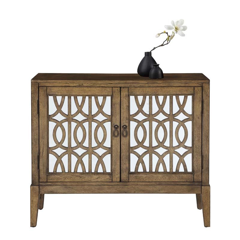 Accent Chest and Cabinet Sideboard with Framed Mirror Doors, Adjustable Shelves  Entryway Serving Wine Storage，34 Inch