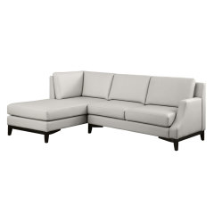 Silver Grey Leather Sectional L Shape Sofa
