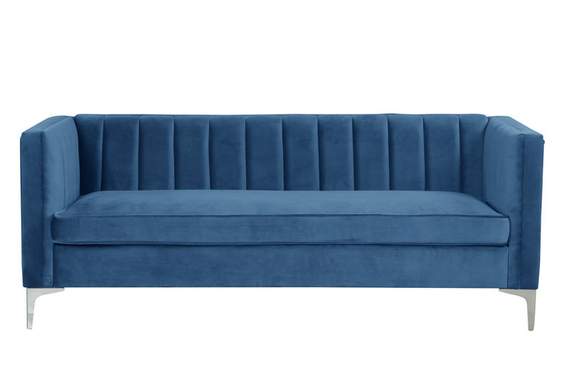 2 Pieces Modern Channel Tufted Velvet Loveseat and Sofa Set