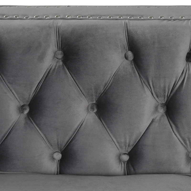 Modern Sofa with Deep Dutch Velvet - Grey