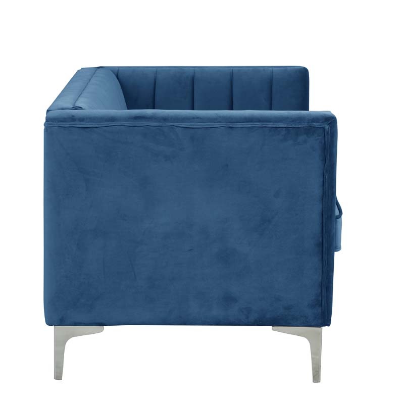 Modern Channel Tufted Velvet Loveseat for Living Room