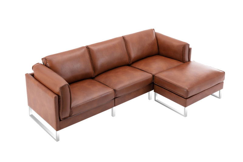 Leather Three Piece Sofa & Matching Footrest