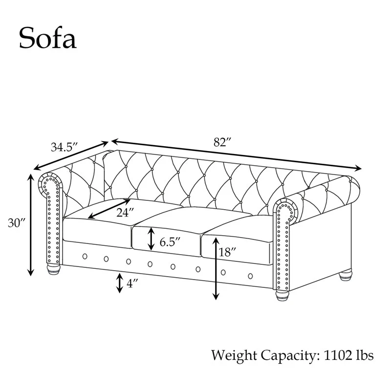 3 Pieces Chesterfield Furniture Sets