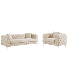 Couches for Living Room  Furniture Sets 2 Pieces Dutch Velvet - Beige